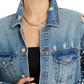Exclusive Embellished Distressed Denim Jacket Blue