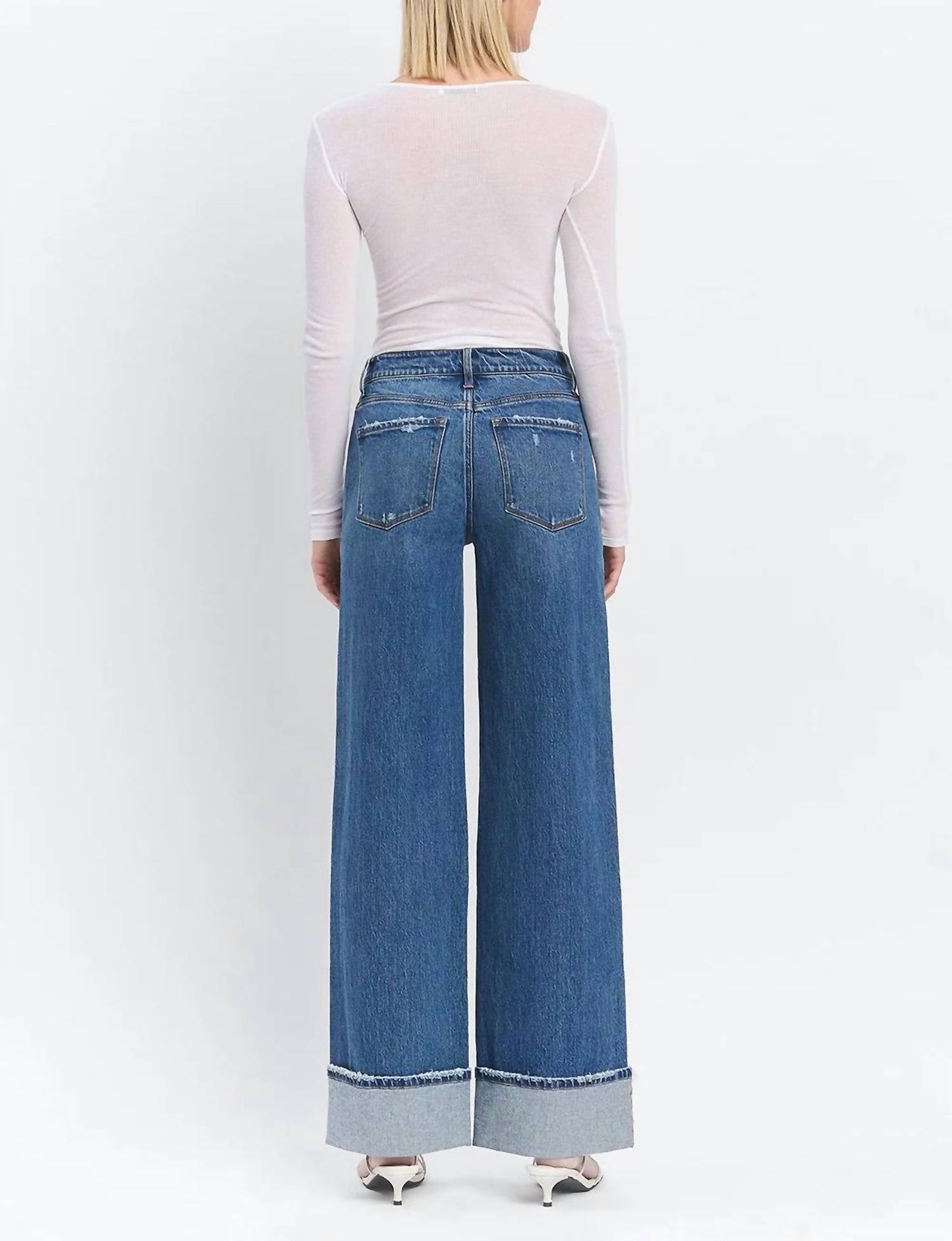 Vervet By Flying Monkey - High Rise Cuffed Panel Baggy Wide Jeans