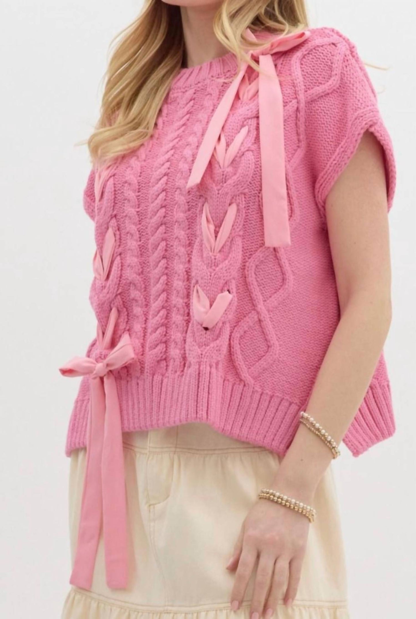 Entro - Ribbon Short Sleeve Sweater