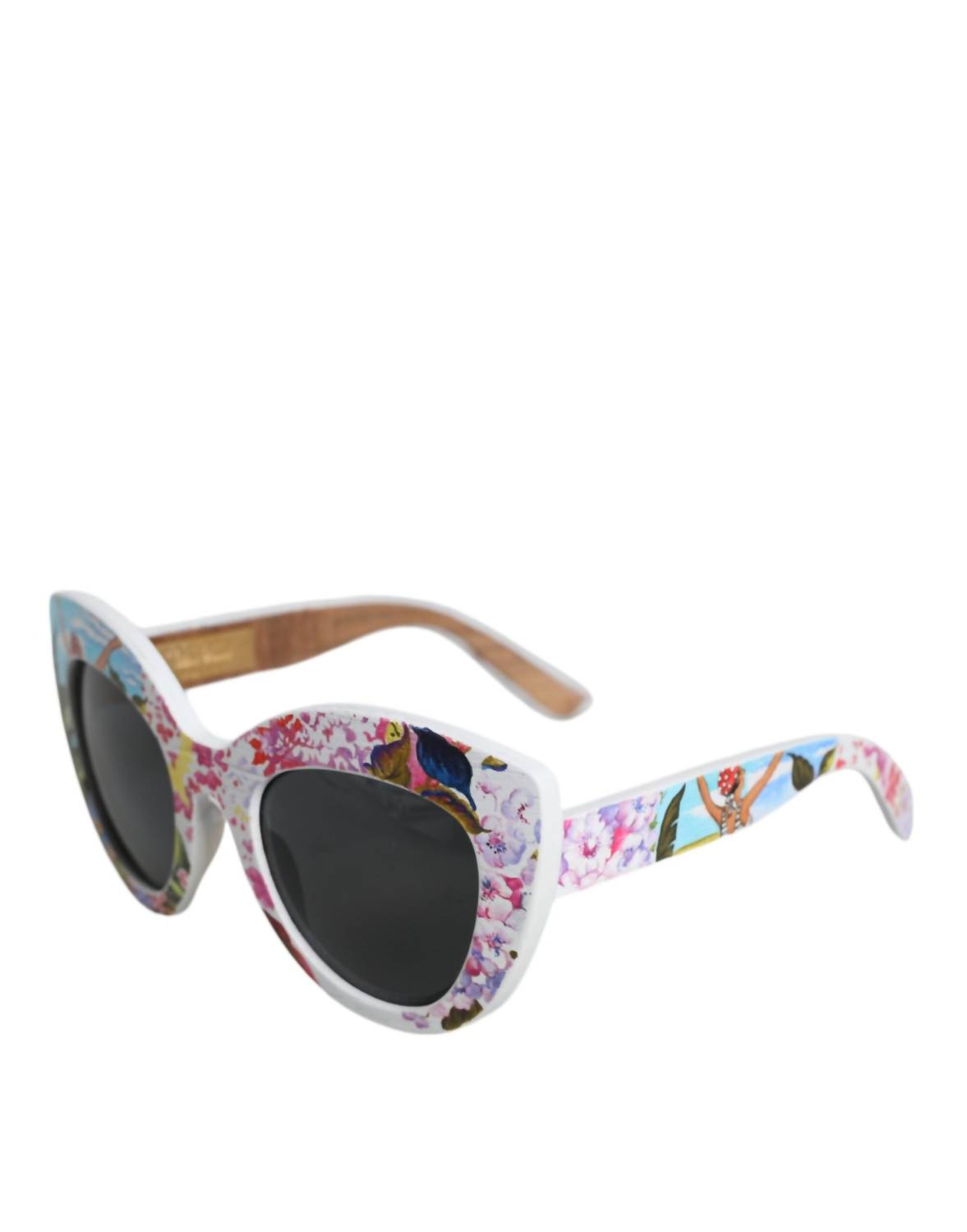 Dolce & Gabbana - Women's Wood Crystal Brass Frame Floral Hand Paint Sunglasses