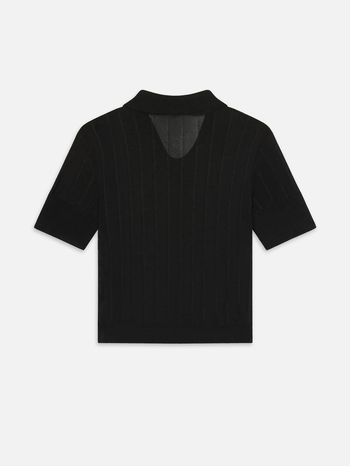 Frame - Ribbed Short Sleeves Cropped Polo Shirt