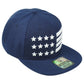 United States USA Flag 3D Block Blue White American Flat Bill Adult Men Hat Cap