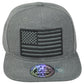 United States USA Flag Patch Dark Grey Adjustable American Flat Bill Hat Cap