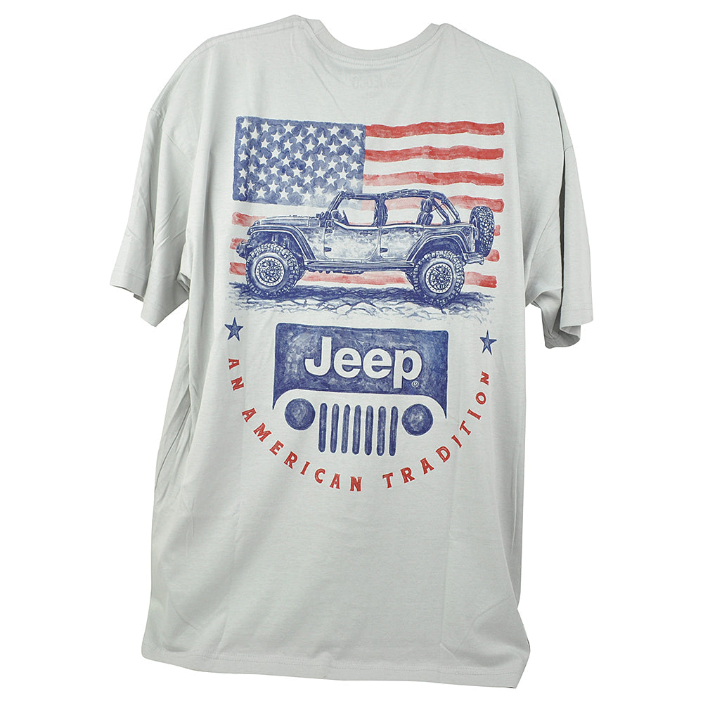 Jeep Logo Grey Short Sleeve American Tradition Brand Crew Tshirt Tee