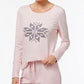 Nautica Women's Reversible Snowflake Pajama Top Pink Size Large