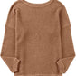 1 The Woman - Waffle Knit Drop Shoulder Long Sleeve Top