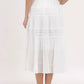 Adora - Cotton & Crochet Inset Elastic Waist Midi Skirt