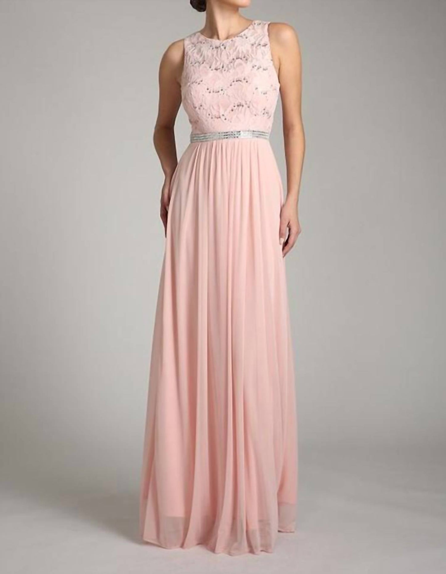 Fiesta Fashion - Lace And Satin Long Bridesmaids Maxi Dress