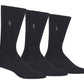 Polo Ralph Lauren Men's 3 Pack Solid Supersoft Embroidered Logo Dress Crew Socks Black Size 13-16
