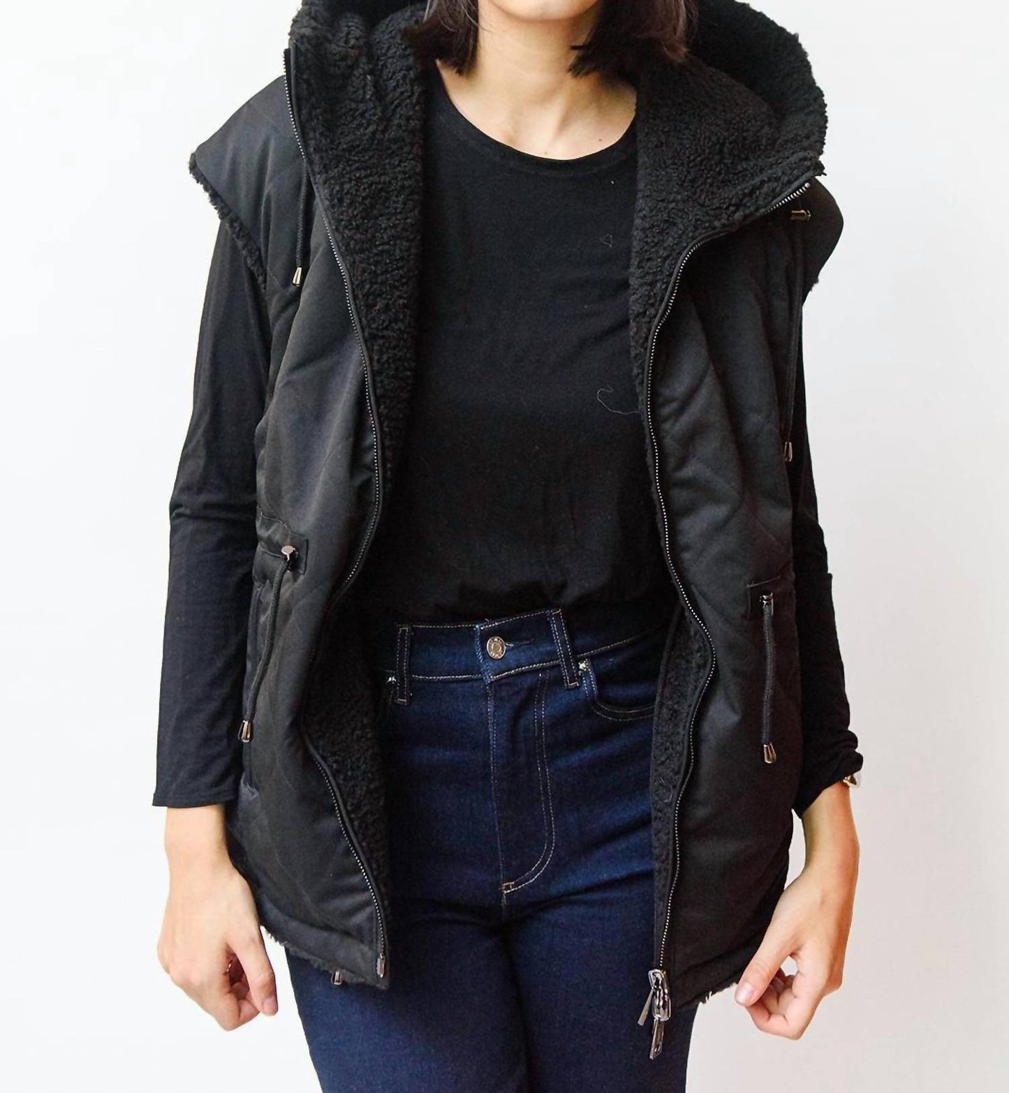 Jocelyn - Shearling Reversible Hooded Vest