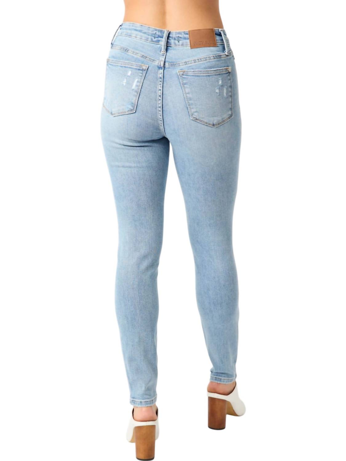 Judy Blue - Mid Rise Tummy Control Destroy Skinny Jeans