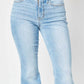 Judy Blue - Mid-rise Peak-a-boot Hem Slit Flare Jeans
