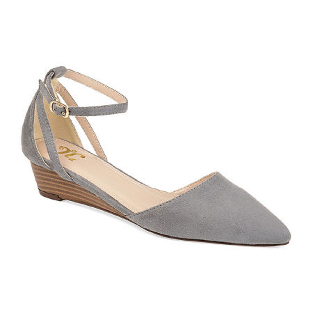 Journee Collection Women's Arkie Sliver Wedges Shoes Gray Size 7.5M