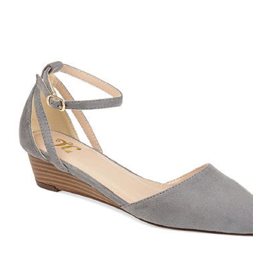 Journee Collection Women's Arkie Sliver Wedges Shoes Gray Size 7.5M