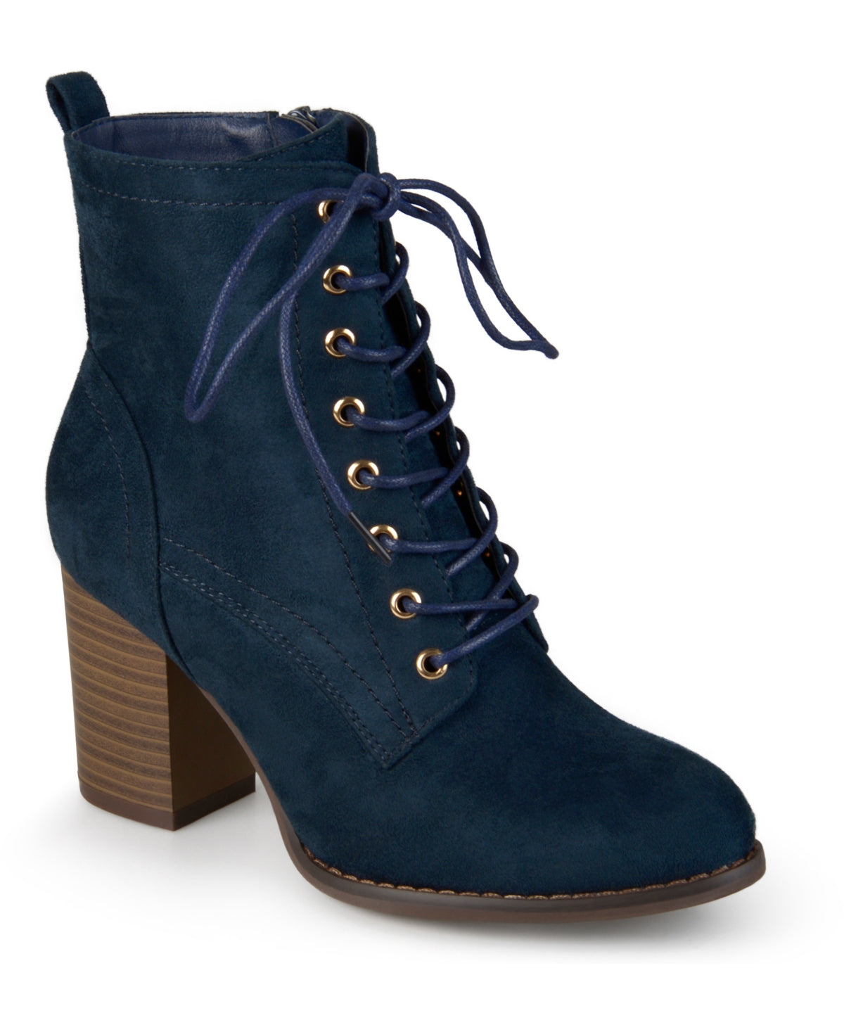 Journee Collection Women's Baylor Lace up Booties Blue Size 6