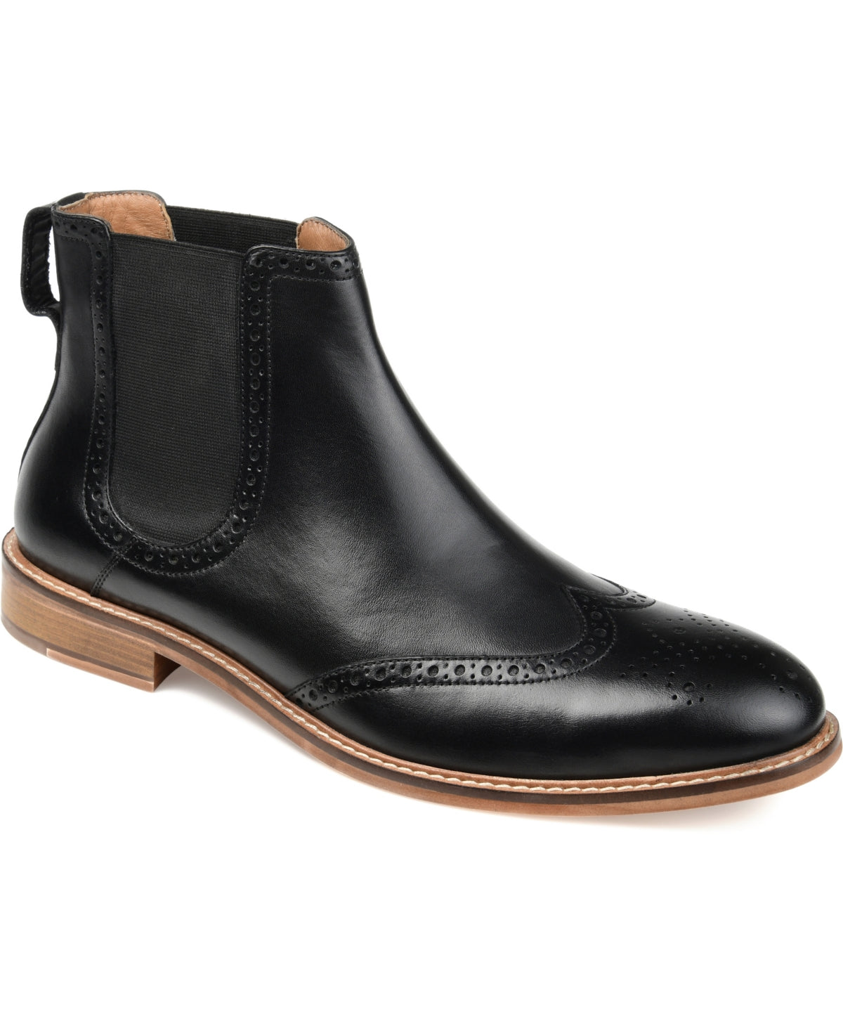Thomas & Vine Men's Watson Wingtip Chelsea Boot Black Size 10.5 M