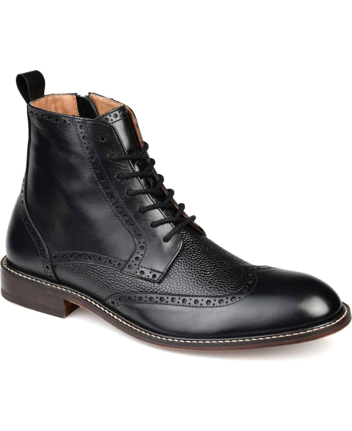 Thomas & Vine Men's Legend Wingtip Ankle Boot Black Size 10.5 W