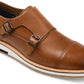 Thomas & Vine Men's Thatcher Cap Toe Monk Strap Dress Shoes Brown Size 8.5 M