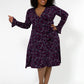 Leota Women's Rosalia Butterfly Long Sleeve Faux Wrap Dress Purple