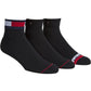 Tommy Hilfiger Men's 3 Pack Logo Casual Quarter Socks Black Size 7-12