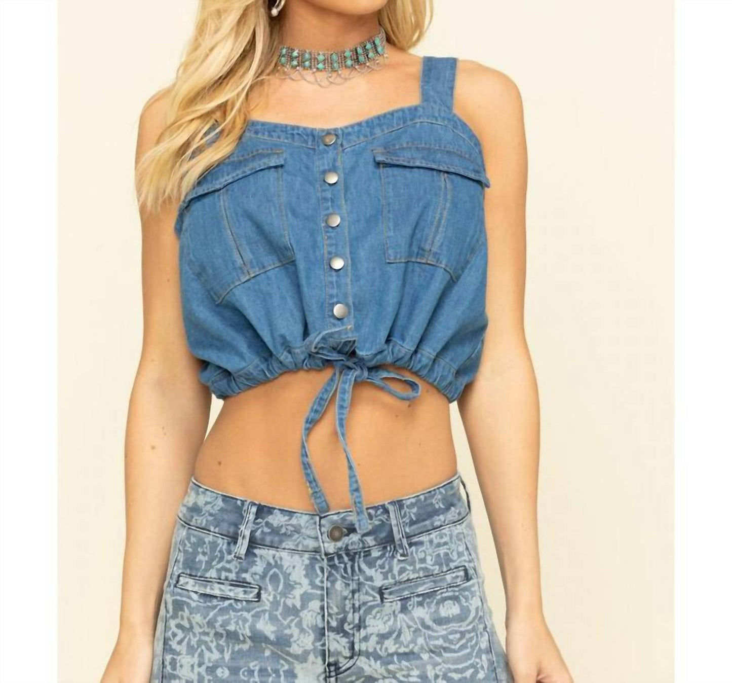 Free People - Palm Desert Denim Crop Top