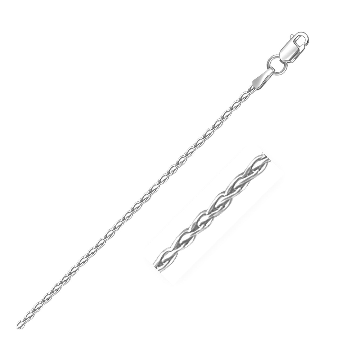 14k व्हाइट गोल्ड राउंड व्हीट चेन 1.5mm