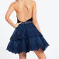 Rachel Allan - Velvet Lace Short Prom Dress