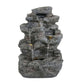 Concrete Rock Waterfall Fountain with LED Lights