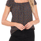 CeCe Womens Ruffled Square Neckline Floral Blouse