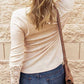 1 The Woman - Crochet Lace Hem Sleeve Button Top