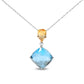 18K White and Yellow Gold Diamond Accent and Yellow Citrine and Sky Blue Topaz Gemstone Dangle Drop 18" Pendant Necklace (G-H Color, SI1-SI2 Clarity)