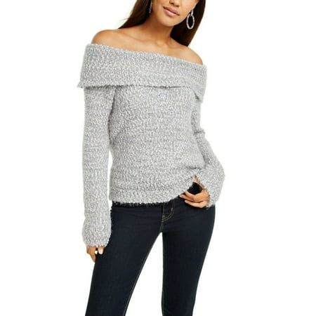freshman-juniors-off-the-shoulder-fuzzy-sweater-gray-xs