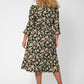 Leota Women's Iman Floral Balloon Sleeve Midi Dress Brown