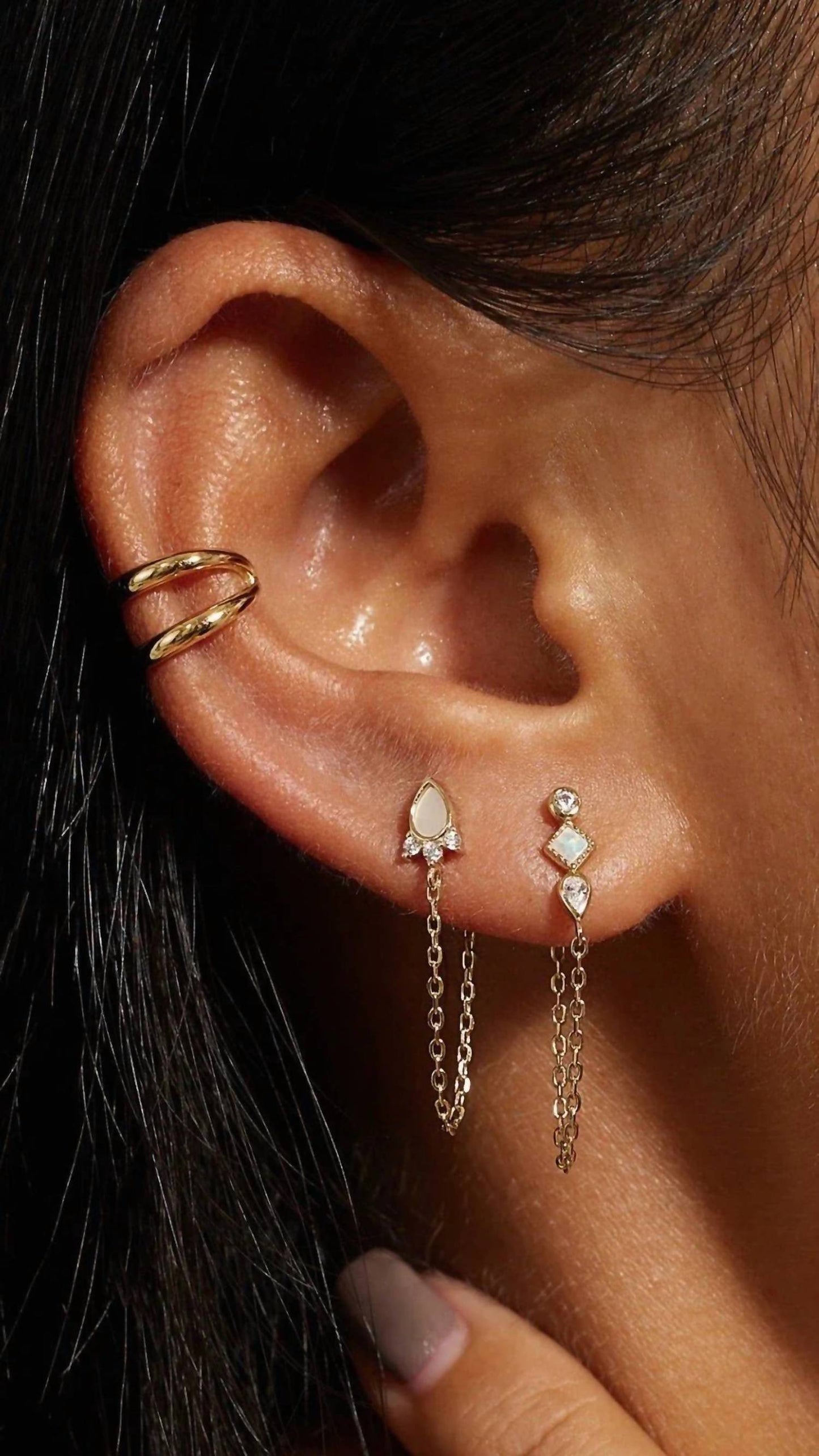 Eklexic - Women's Double Cuff Earrings