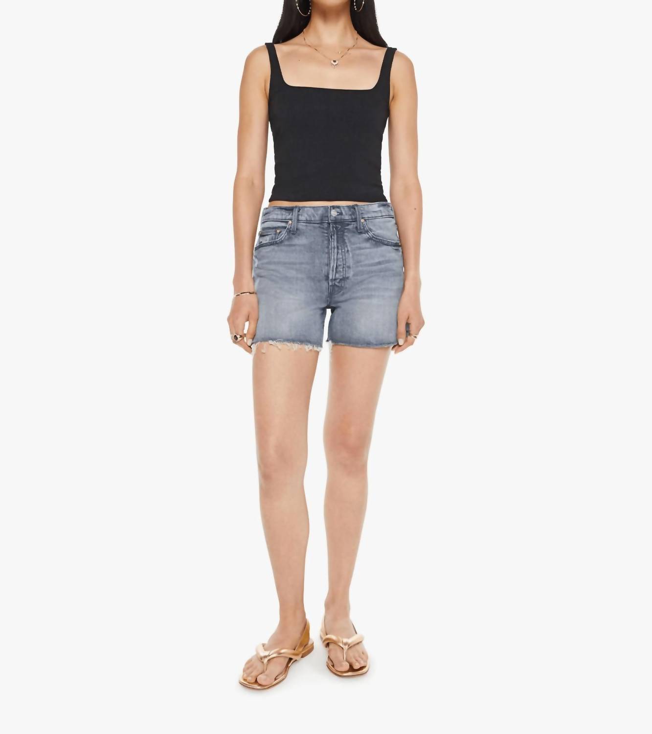Mother - Skipper Short N Long Fray Denim Shorts