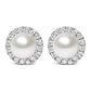 10K White Gold 4.5mm Cultured Freshwater Pearl and 1/7 Cttw Diamond Halo Stud Earring (I-J Color, I1-I2 Clarity)