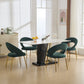 Velvet Fabric Dining Chair with Curved Backrest and Golden Metal Legs