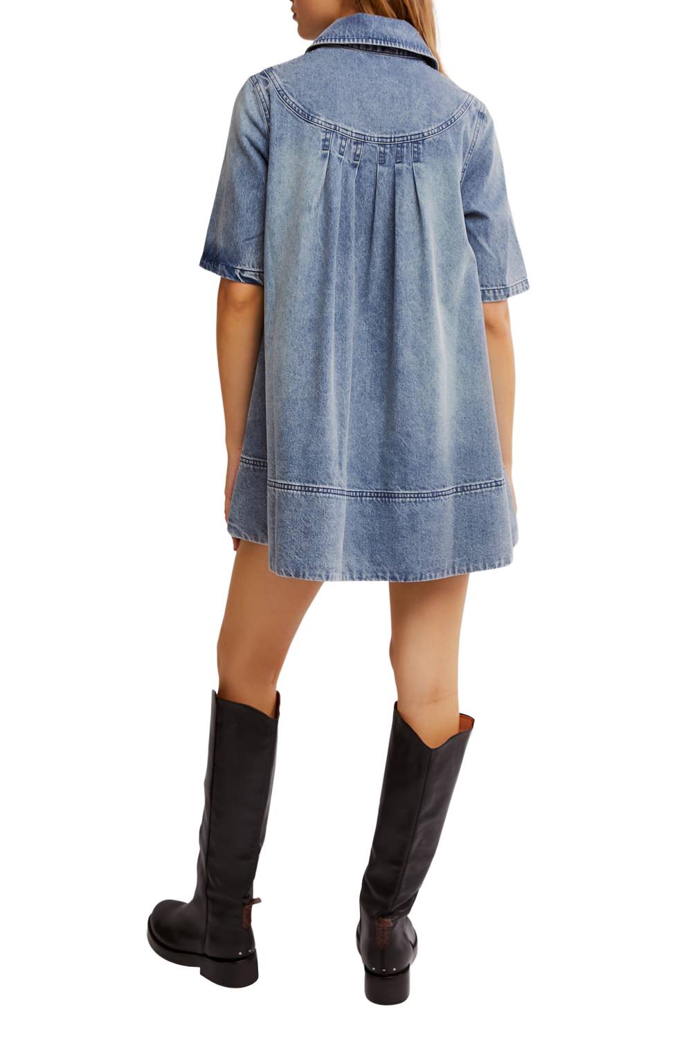 Free People - रेमिनो डेनिम मिनी ड्रेस