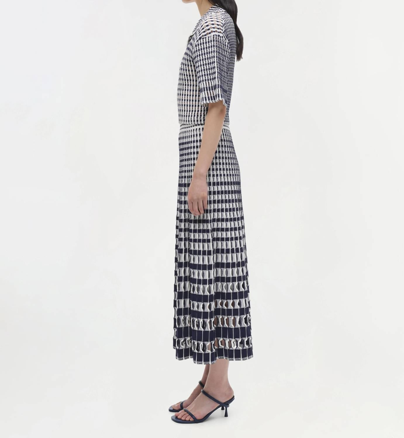 Simkhai - Adley Gingham Knit Cropped Polo