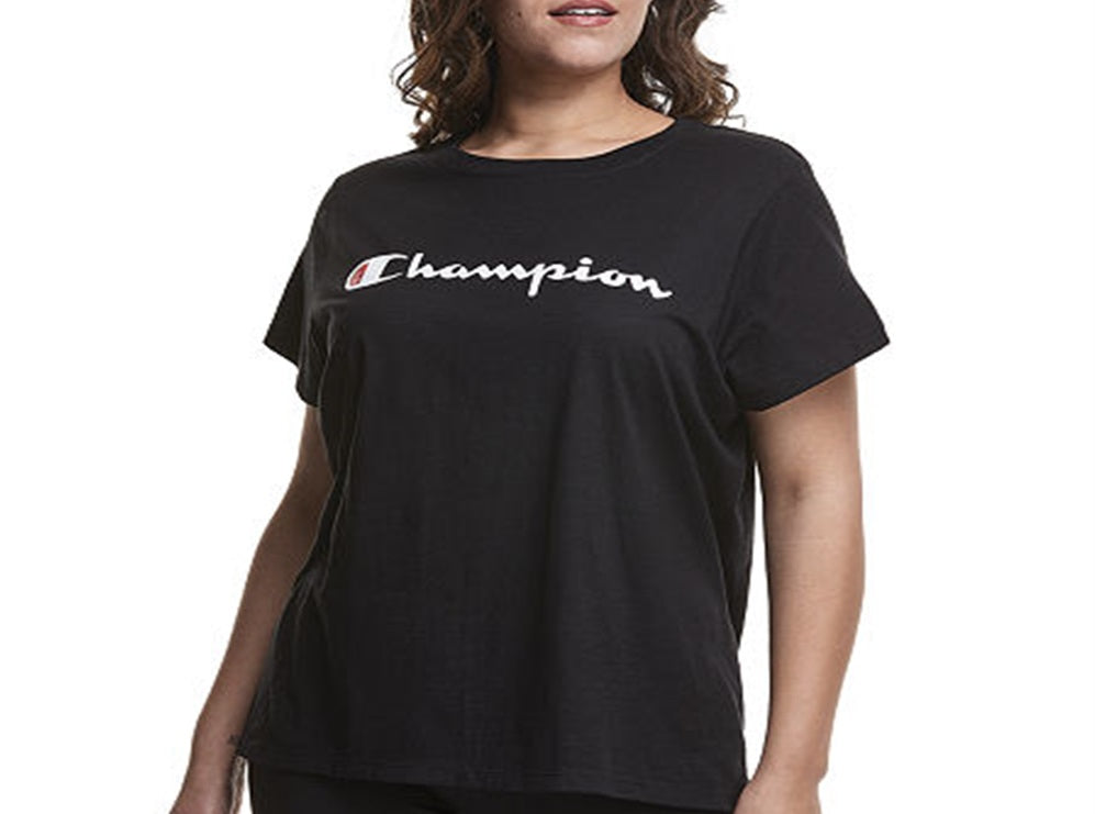 Champion Women's Classic T-Shirt Script Logo Black Size 3X