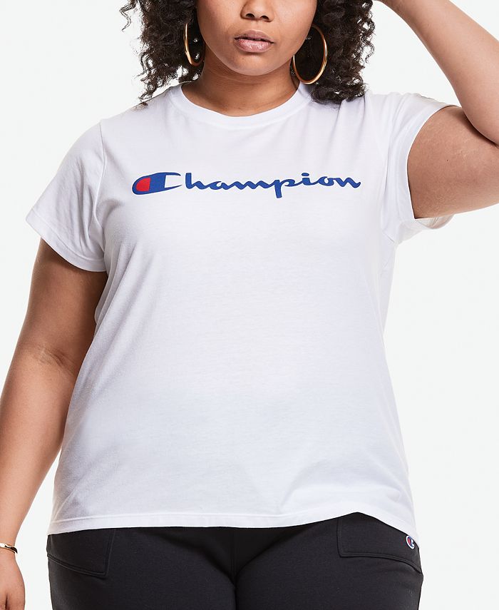 Champion Women's Plus Classic Logo Graphic T-Shirt White Size 1X