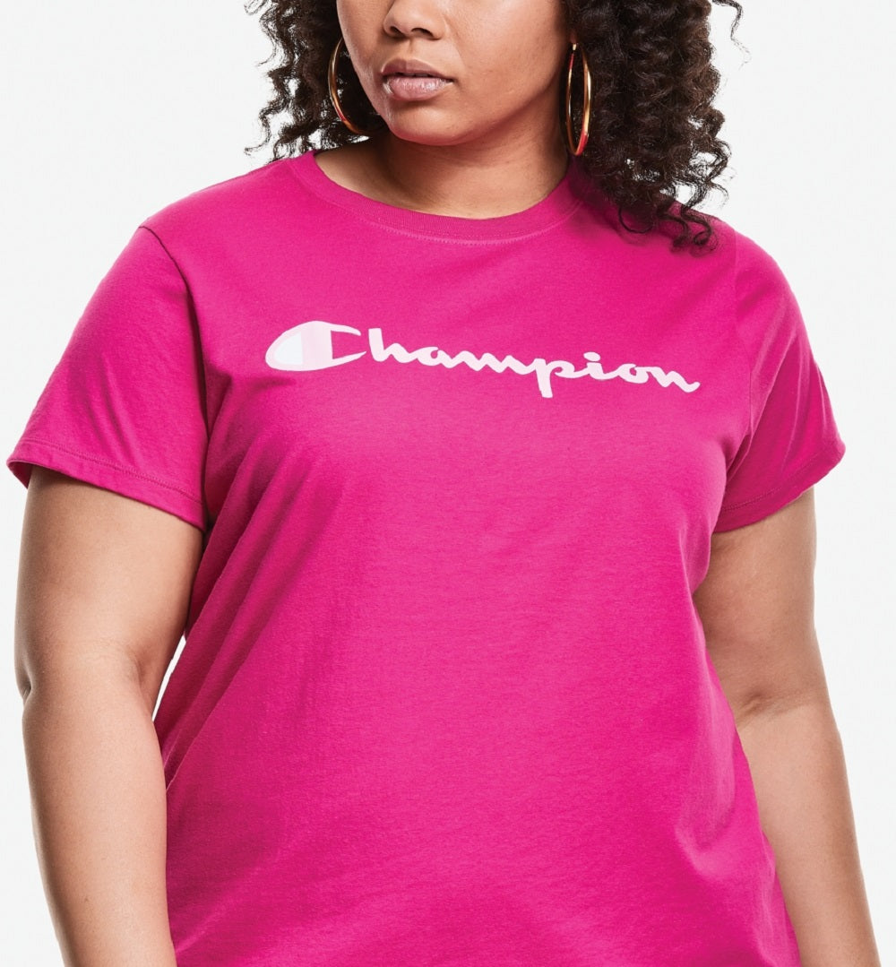 Champion Women's Classic Logo Graphic T-Shirt Pink Size 3X