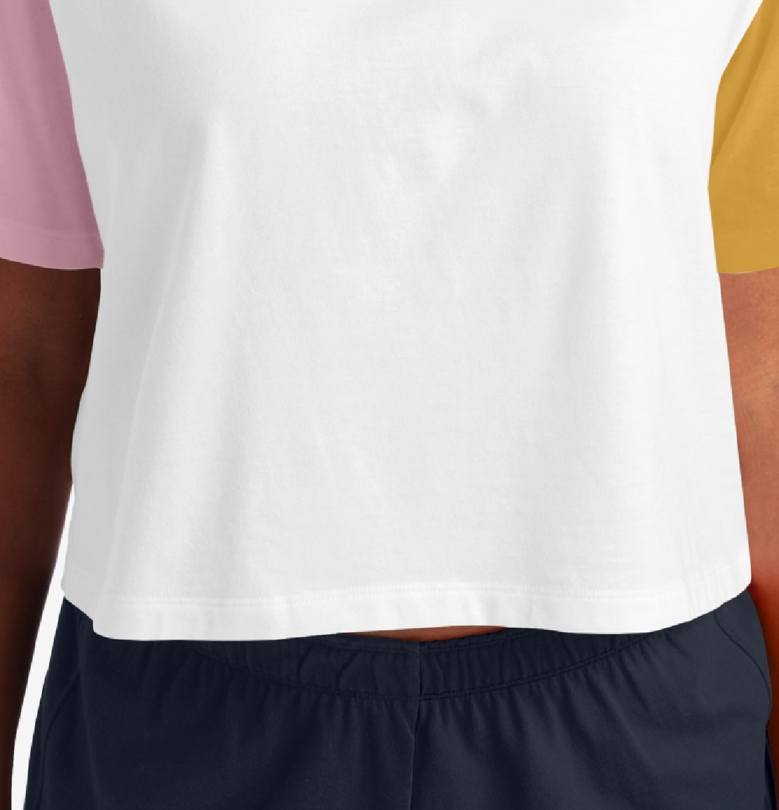 Champion Women's Cropped Colorblocked T-Shirt White Size Medium