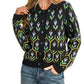 &Merci - Floral Knit Collared Sweater Cardigan