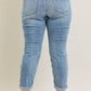 Judy Blue - Mid Rise Bleach Wash Cuffed Boyfriend Denim Jeans - Plus Size