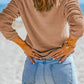 1 The Woman - Waffle Knit Drop Shoulder Long Sleeve Top