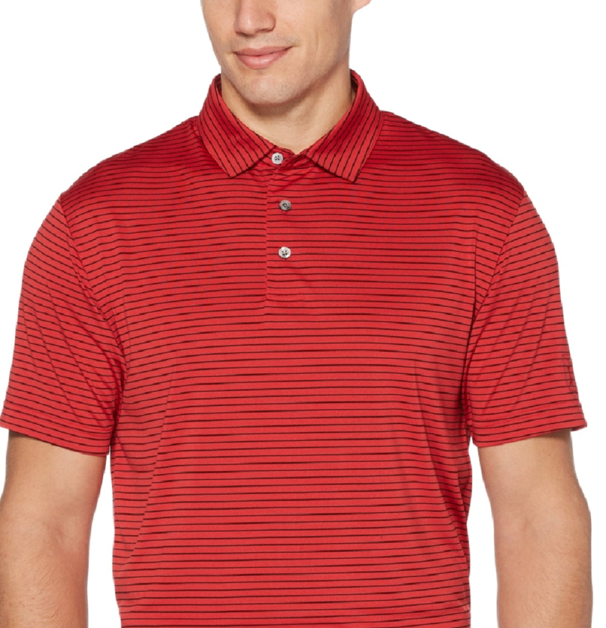 PGA Tour Men's Feeder Stripe Performance Golf Polo Shirt Red Size Small