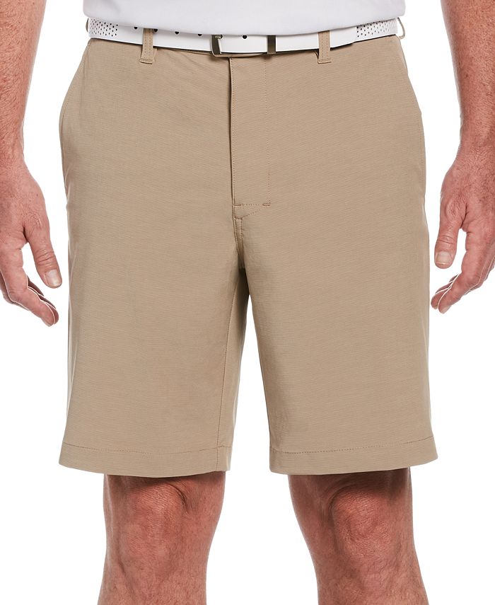 PGA Tour Men's Performance Stretch Flat Front Horizontal Textured Golf Shorts Brown Size 34