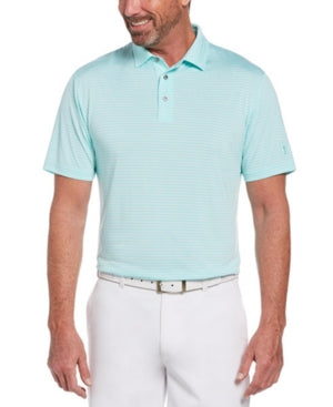 PGA Tour Men's Single Feeder Striped Polo Shirt Green Size XL
