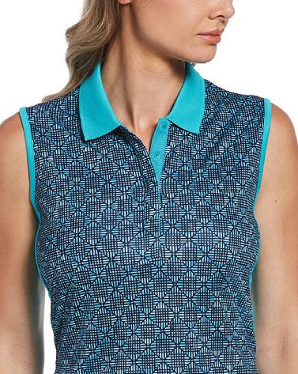 PGA Tour Women's Mosaic Print Sleeveless Golf Top Blue Size XX-Large